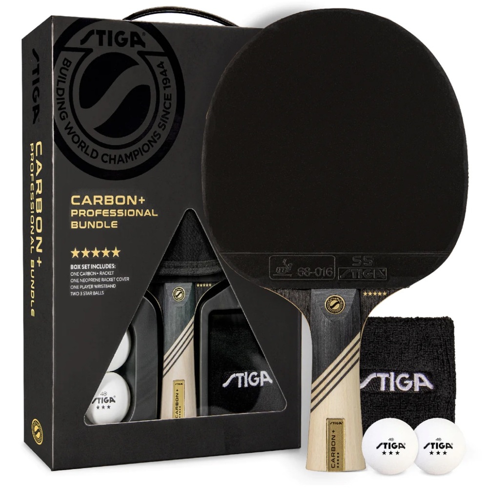 STIGA Carbon + Professional Bundle for Table Tennis